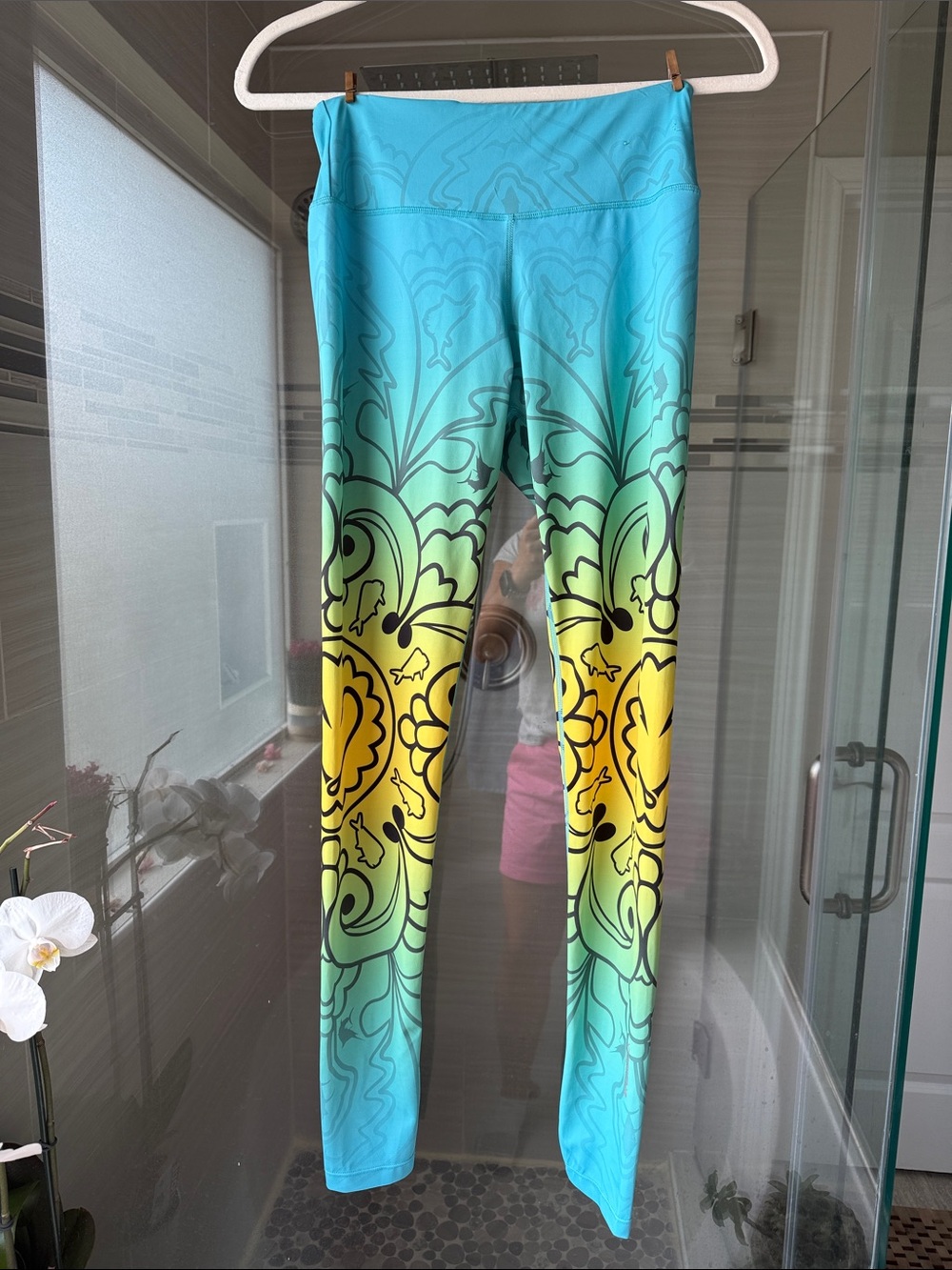 Pelagic Women's Fishing Leggings with ocean mandala fish design